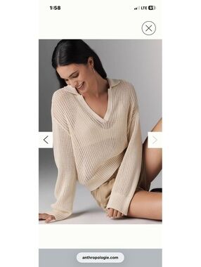 PAIGE Riva Collared Crochet Sweater Size XL NWT
